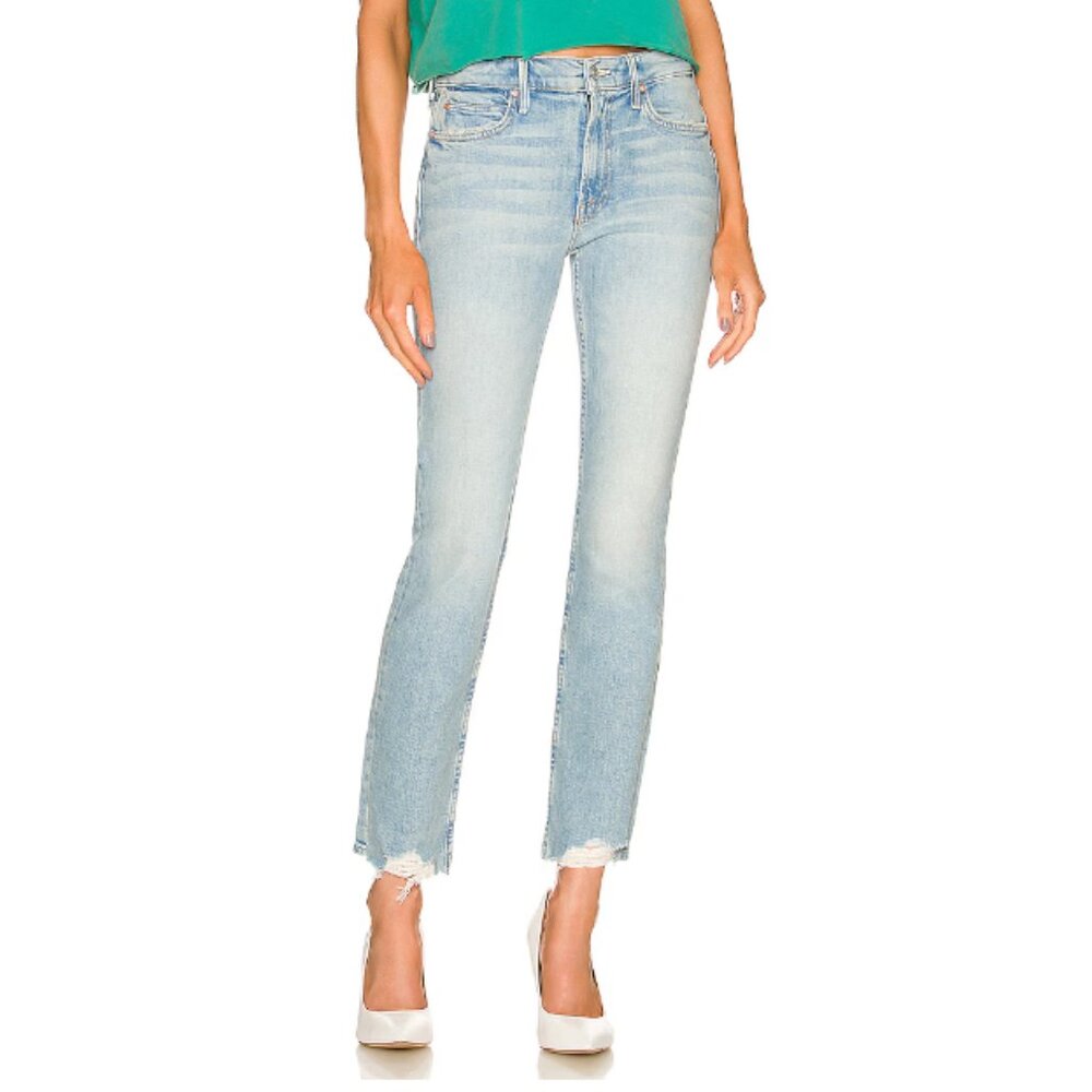 MOTHER superior The flirt Fray I confess light wash ankle jeans 23